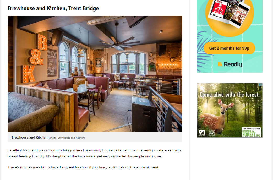 Brewhouse and Kitchen Family Friendly Eateries - Nottingham Post Article: Nottingham mum is championing child-friendly places to eat - and she needs your help